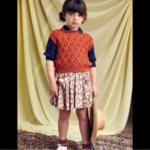 Misha & Puff Diamond Popcorn Vest in Paprika